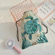 Настроить скорость карман морская черепаха печать дорожная сумка Mochila Мужская Спортивная мешок на завязках сумка Поддержка оптом