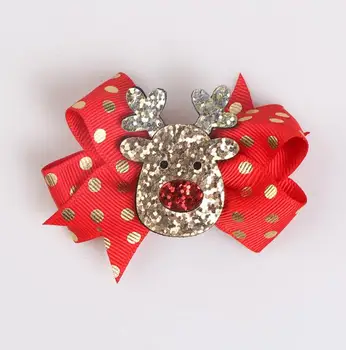 

Boutique 8pcs/lot Christmas Gift Bowknot hair clips Elastic Hair Bands cartoon Santa wapiti Tree Moose hai clip Hair barrettes