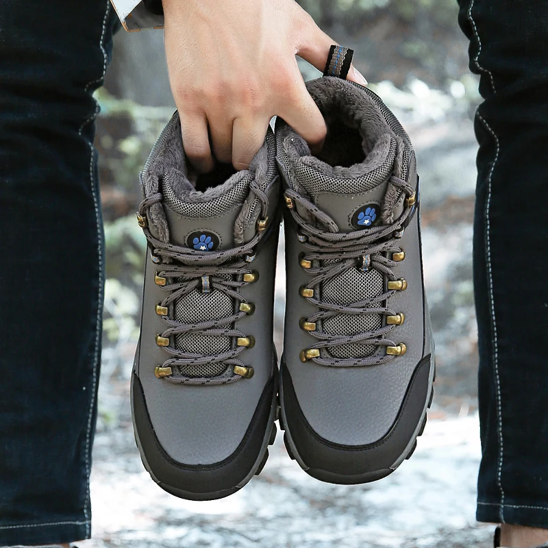 Rommeal/мужские водонепроницаемые ботинки для пешего туризма; зимние ботинки; уличные ботильоны средней высоты; ботинки со шнуровкой для