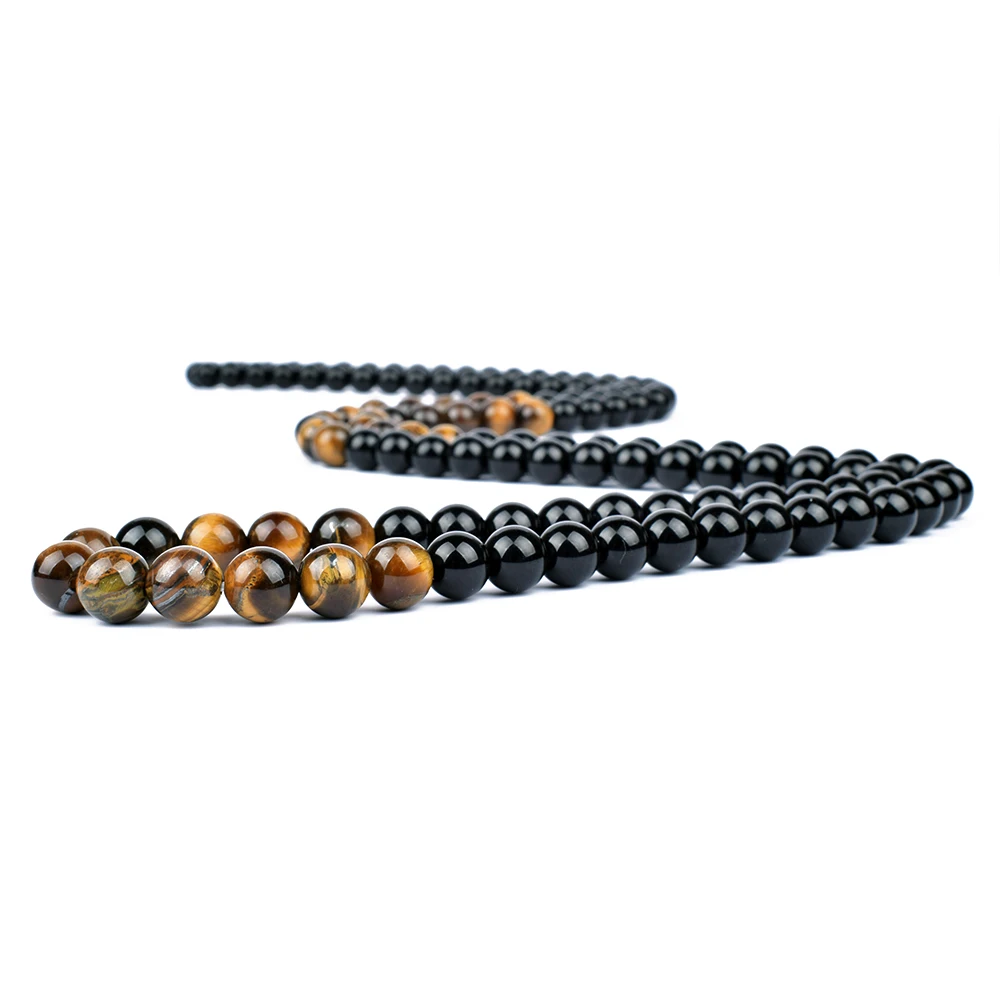 Black Onyxs Meditation Necklaces for Women Fashion Natural Tiger Eye Stone Obsidian Necklaces Men Yoga Prayer Handmade Jewelry - Image 2