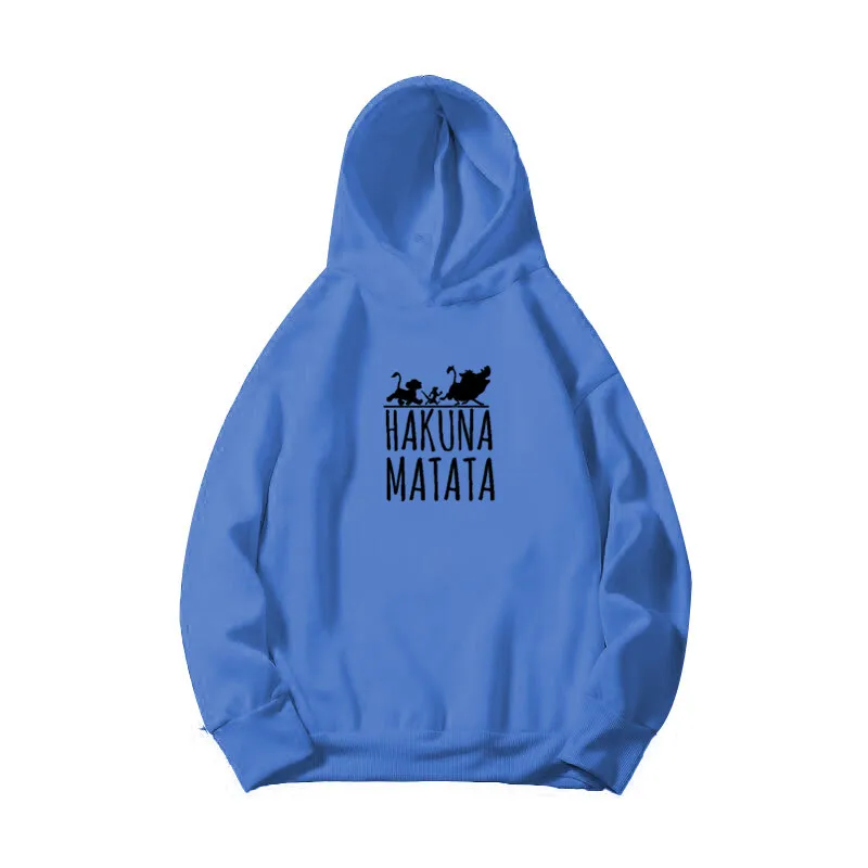 Royal blue-P18-B Новинка года; модные детские толстовки с капюшоном в стиле аниме «Акуна Матата»; пуловер с капюшоном для мальчиков и девочек; Детский костюм; толстовки в стиле Харадзюку - Цвет: Royal blue-P18-B