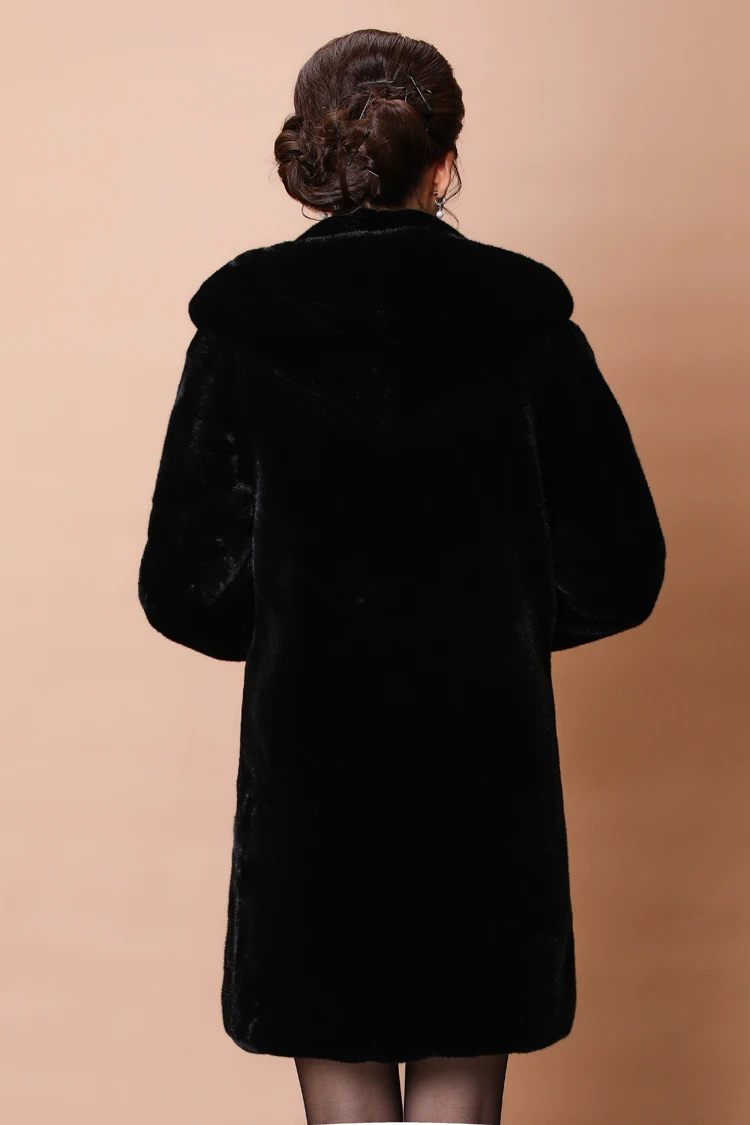 Размера плюс 5XL Новое превосходное качество настоящая норковая шуба женская зимняя утолщенная теплая с капюшоном X-Long подлинный натуральных мех пальто парка