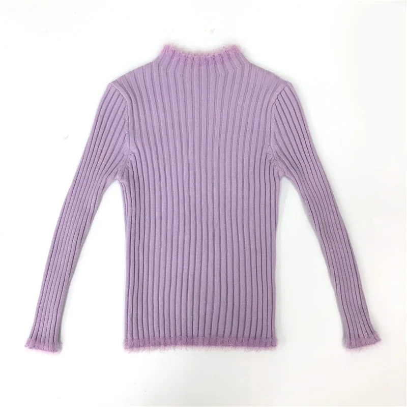 purple sweater Осень-зима, новинка года, простой свитер для маленьких девочек однотонная плотная детская Базовая рубашка детский топ, мягкий свитер для малышей - Цвет: purple sweater