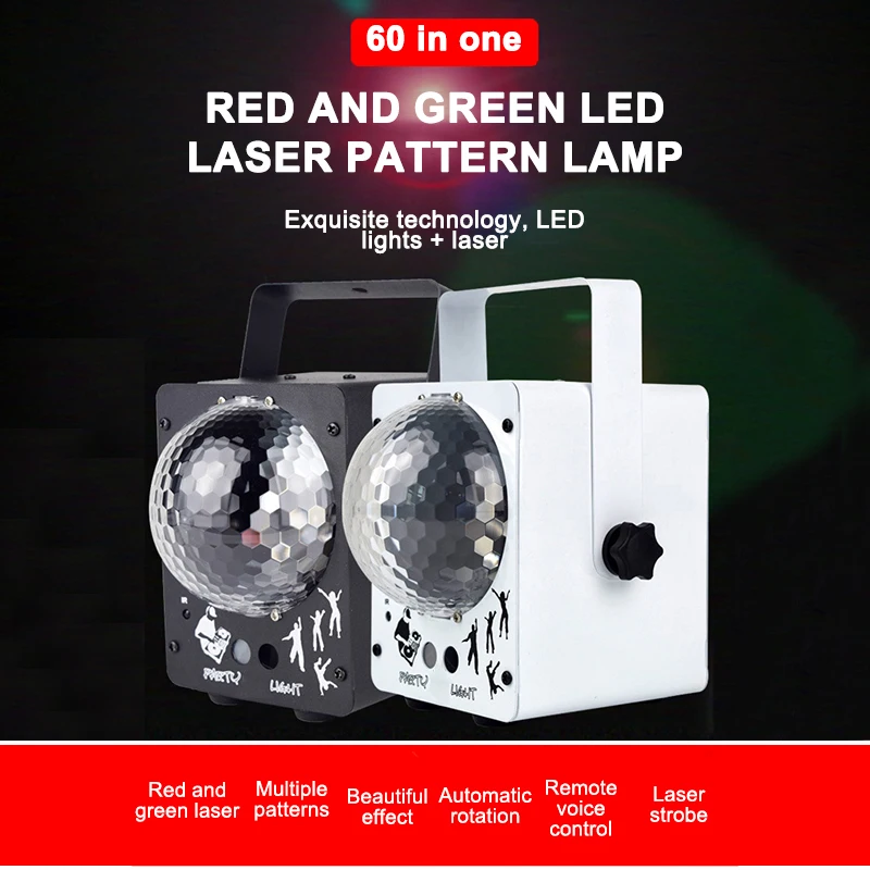 

LED Stage Light Disco Laser Light RGB DJ Disco Ball Lamp Sound Activated Projector Light For Dance Halls Bars Party Christmas
