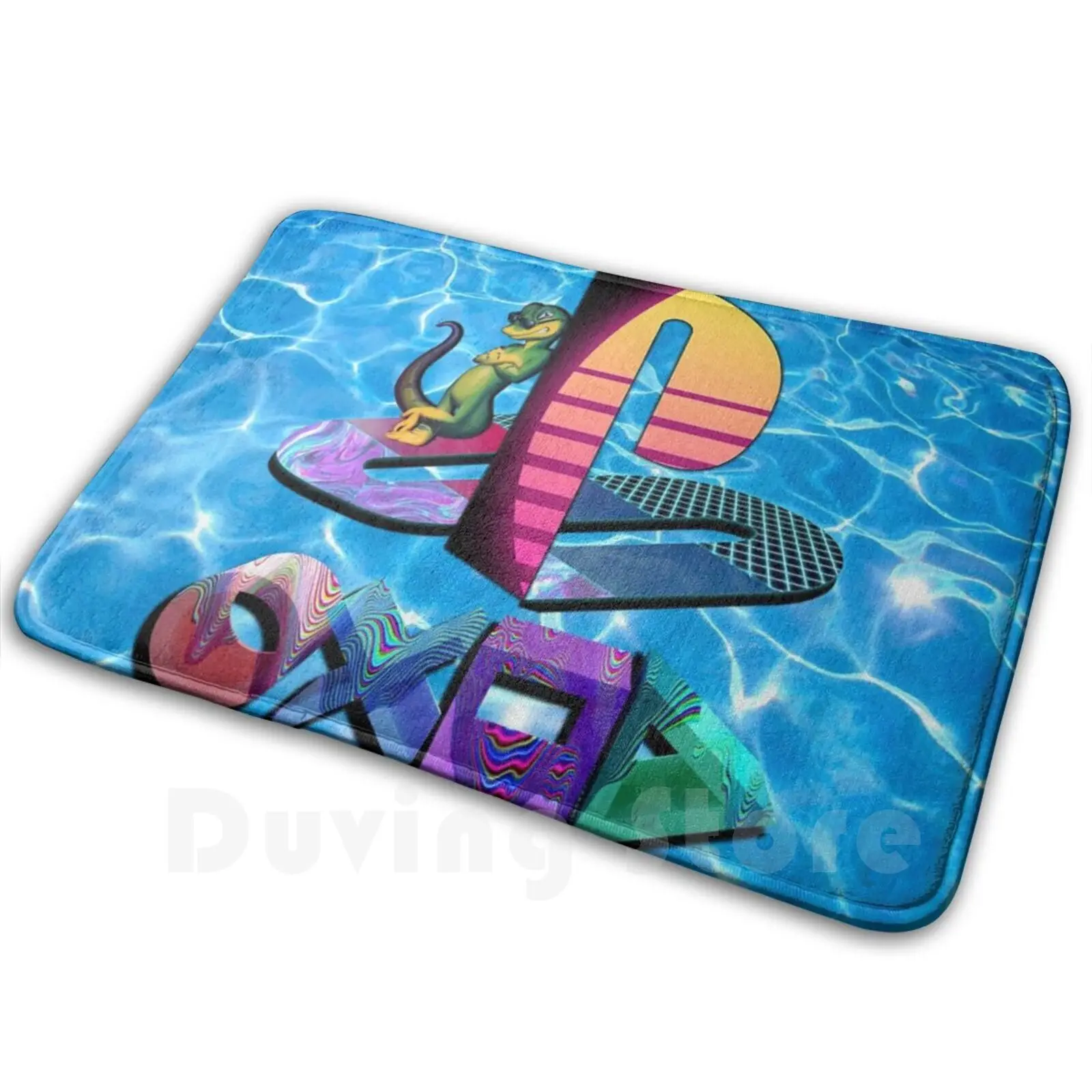 E Per Tappeto Tappeto Non Costoso Tappetino Cuscino Morbido Antiscivolo Playstation Ps1 Ps2 Ps3 Videogiochi Gex Vaporwave Synthwave