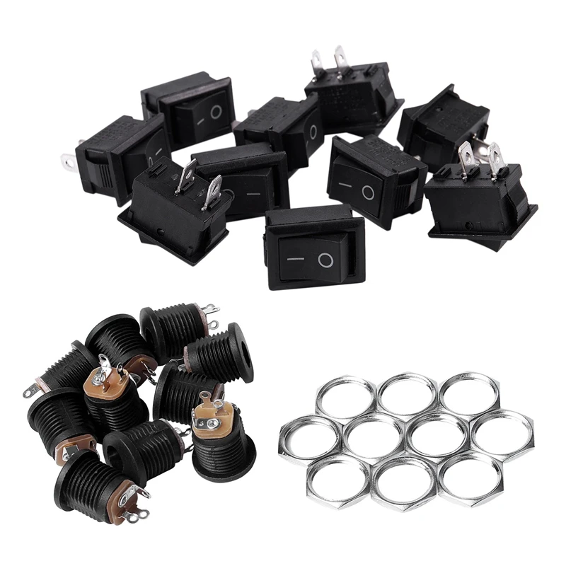 10 шт. Ac 6A/250V 10A/125V 2 пайки кулисный переключатель &amp Панель крепление 2.1X5.5Mm Мощность