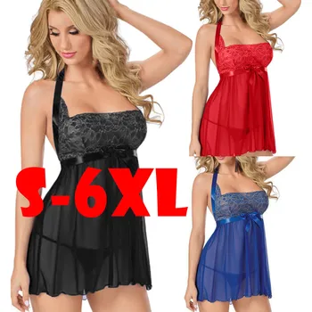 

Women Sexy Plus Size Garter Babydoll Chemise Blind Fold Intimate Lingerie S-6XL Белье женское FJSL