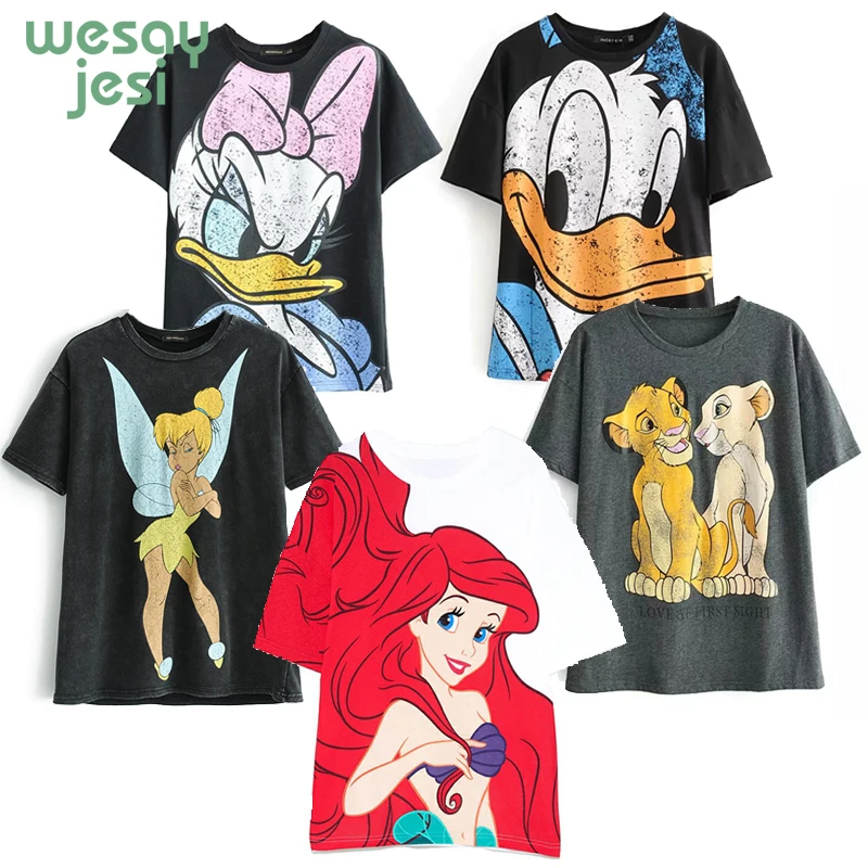 Achat 2019 t shirt femmes angleterre style dessin animé Mickey graphique femmes court régulier t shirt haut pour Femme t shirt Femme