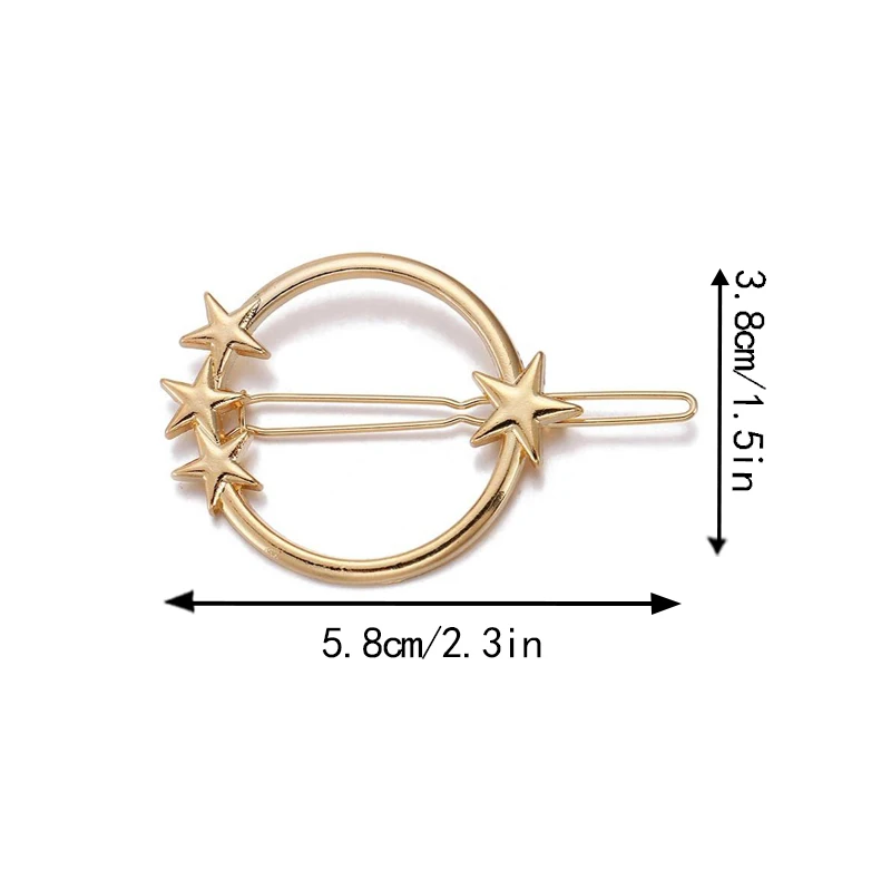 Round Gold MISM сердца звезды заколки для волос для женщин Геометрическая заколка девушки заколка для волос Металлические золотые серебряные аксессуары для волос шпильки из сплава - Цвет: Round Gold