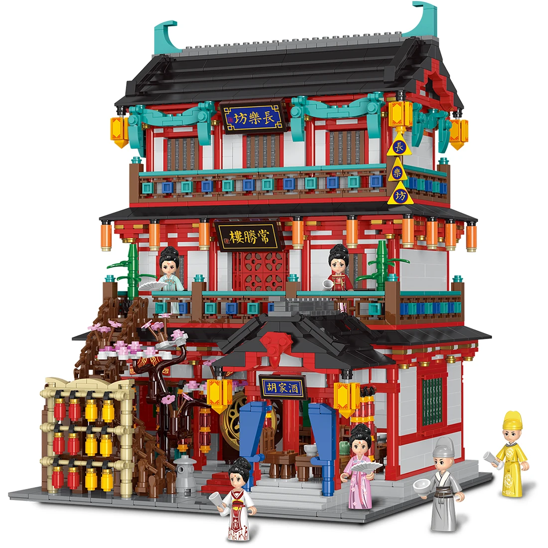 

3274Pcs MOC Street View Series China Town Small Particle Building Blocks Music Shop Model