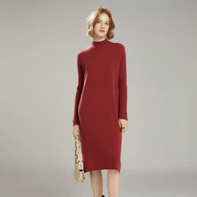 Kobieta zima 100% swetry kaszmirowe jesień dzianinowe swetry sukienki wysokiej jakości ciepły sweter damski półgolf odzież
