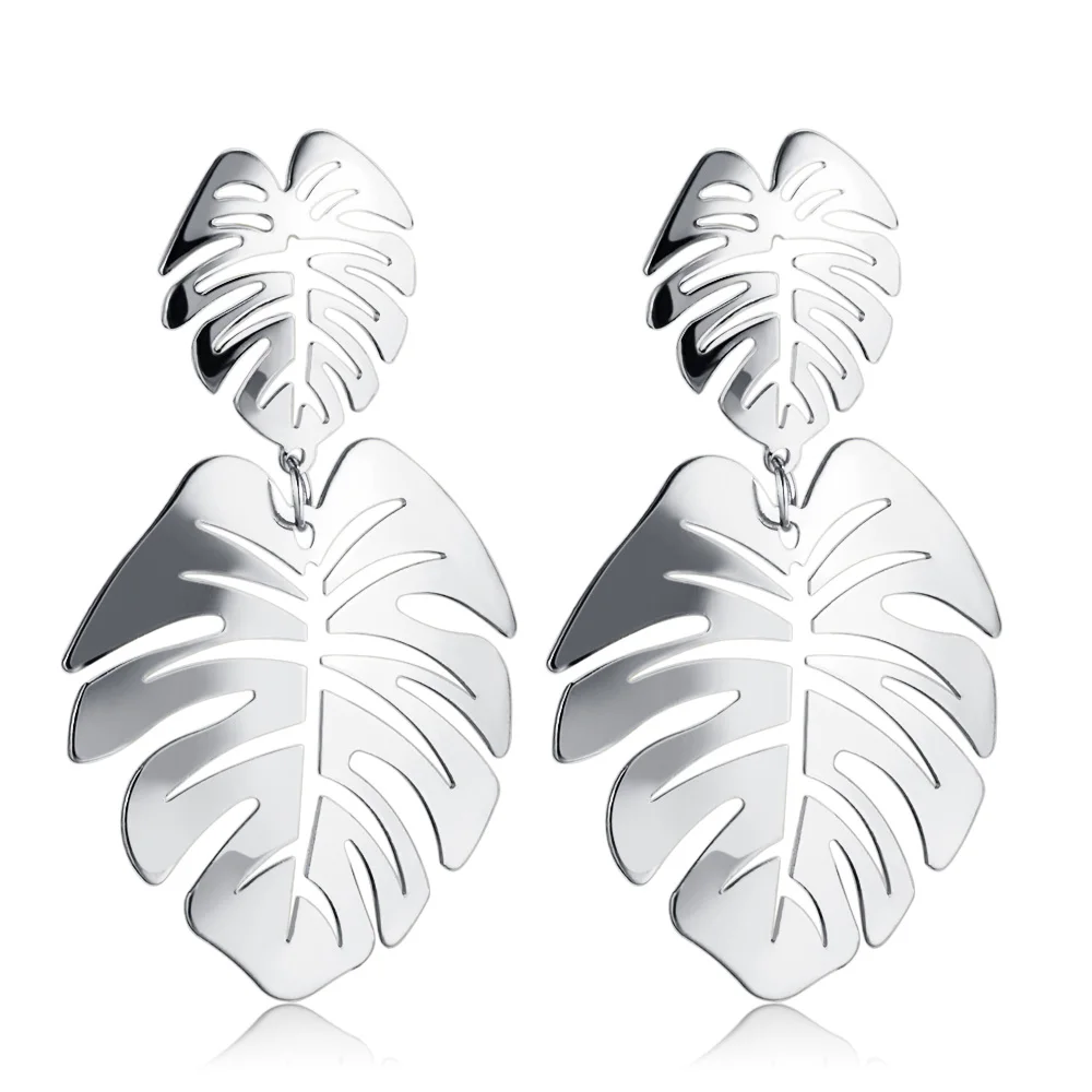 X& P Новые корейские серьги-капли в форме сердца для женщин Модные Винтажные геометрические акриловые Висячие серьги ювелирные изделия - Окраска металла: Silver leaf 5