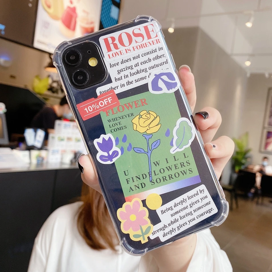 Journal Sticker чехол для телефона iPhone 11 12 Pro Max Xr 7 8 Plus X Xs 6 6s Ультратонкий Мягкий