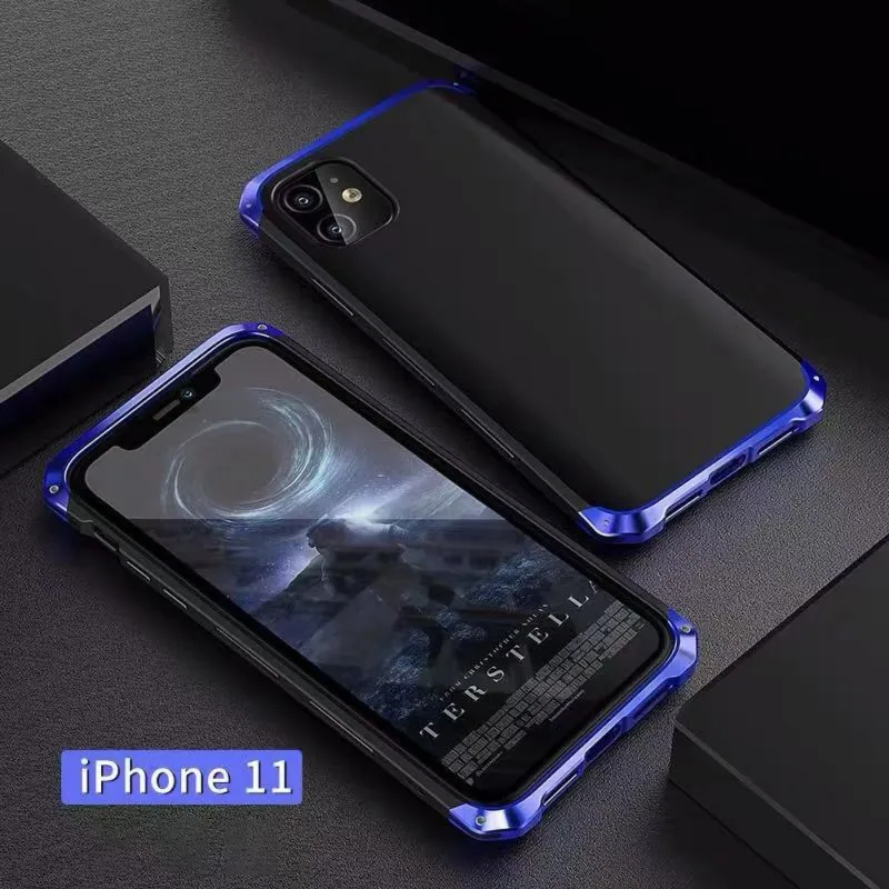 Black blue Чехол для телефона металлический ABS протектор мобильного телефона задняя защитная крышка для IPhone 11 Pro Max - Цвет: Black blue