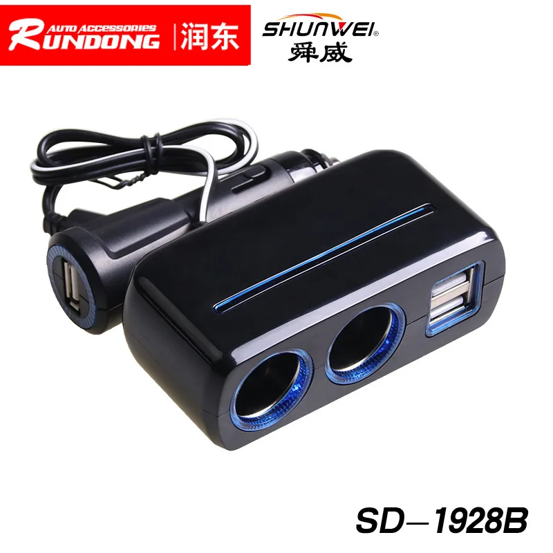 Shunwei двухполосный USB прикуриватель 3A высокомощный светодиодный