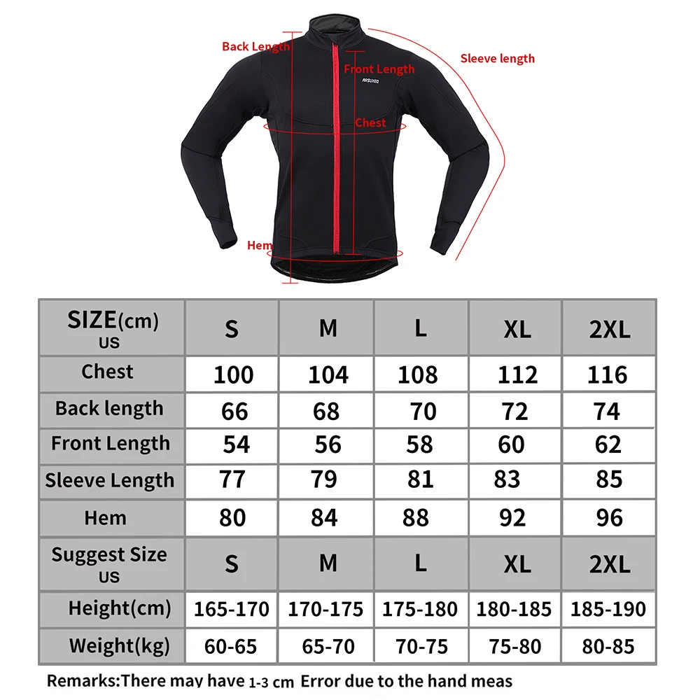 Arsuxeo Men's Cycling Jackets Windproof Thermal Fleece Lined Winter Cycling Jacket Outdoor Sport Coat Riding Long Sleeve Jersey