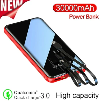 

Power Bank 30000 mAh Mobile Phone Fast Charger Comes with Line Portable Outdoor Travel Charger for Xiaomi / Samsung / IPhone