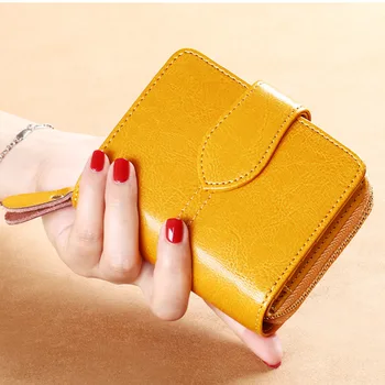 

New Genuine Leather Women Wallet Small Ldies Purses Short Coin Purse For Girls Female Fashion Portomonee Lady Perse Card Holder