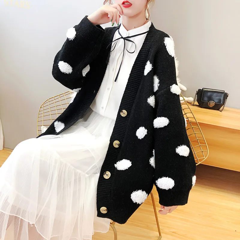 

Autumn and winter 2019 new fashion casual 5 color loose Korean students wild lazy wind sweater cardigan sweater coat women's