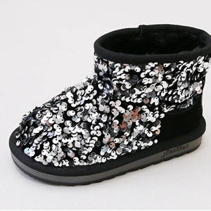 Claladoudou, 14,5-19 см, брендовая зимняя обувь с блестками для малышей, резиновые сапоги для девочек, детские зимние сапоги для мальчиков - Цвет: Серебристый