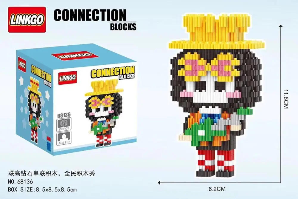 thumbnail image 1 of 200 piezas + One Piece Anime Building Blocks Kakashi Luffy Gaara Chopper Modelo Connection Mini Brick Figures Juguetes para niños, 1 of 5