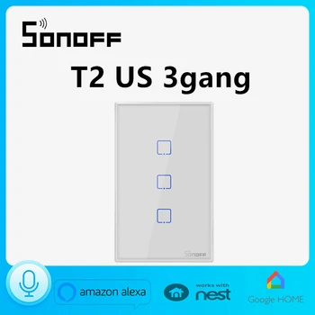 

Sonoff T2US3C Gang Smart WiFi Wall Light Switch RF/APP/Touch Remote ON/OFF Timer US Scene Panel Home Automation Voice Control