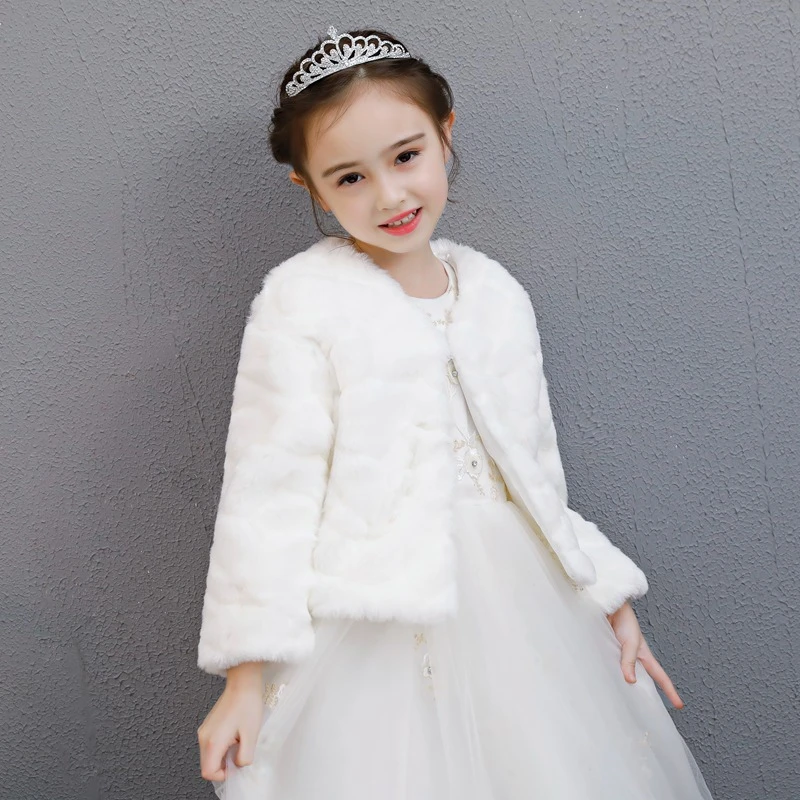 Chaqueta piel sintética para niñas, de boda comunión, vestido de niña, Bolero rojo, blanco marfil, capa de princesa de invierno|Chaquetas y abrigos| AliExpress