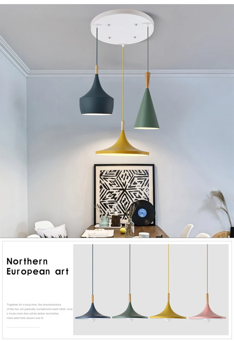 Подвесной светильник в скандинавском стиле, светильник для гостиной, желтый, зеленый, макарон, светильник s для кухни, комнаты, светильник из дерева, светильник для столовой, подвесной светильник