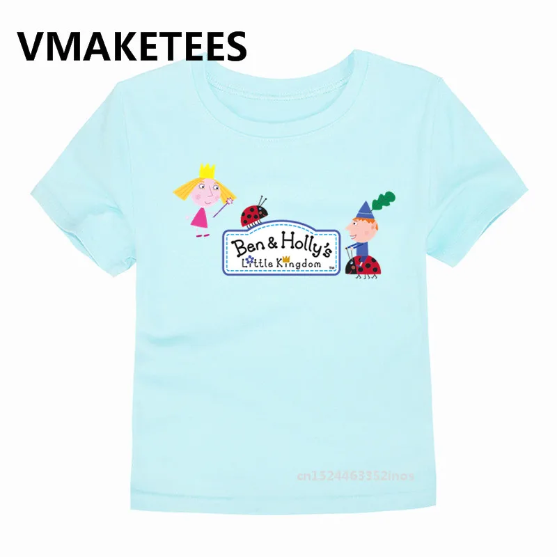 Детская футболка для мальчиков с героями мультфильмов «Бен и Холли» и лето 2019 года, топы с короткими рукавами, повседневная детская