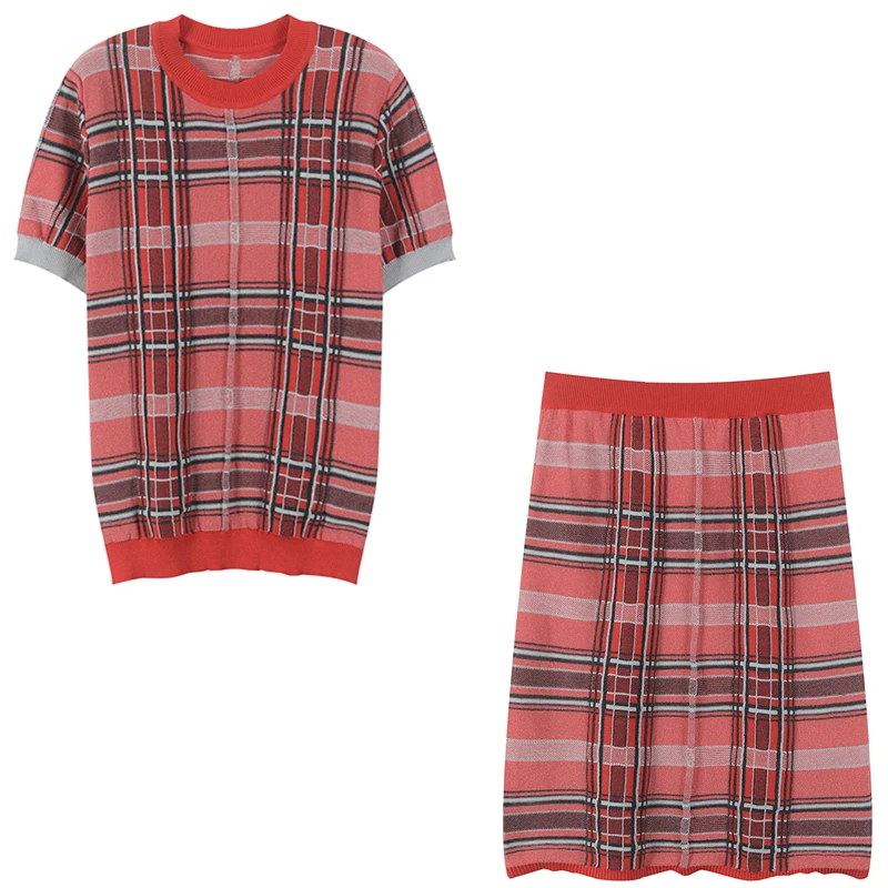2 delige Set Vrouwen Pak Gestreepte Lurex Gebreide Sets Plaid Kleur Blok Zomer Rok Top Vintage Outfits Mode Sets 2 delige Set Vrouwen Pak Gestreepte Lurex Gebreide Sets Plaid Kleur Blok Zomer Rok Top Vintage Outfits Mode Sets