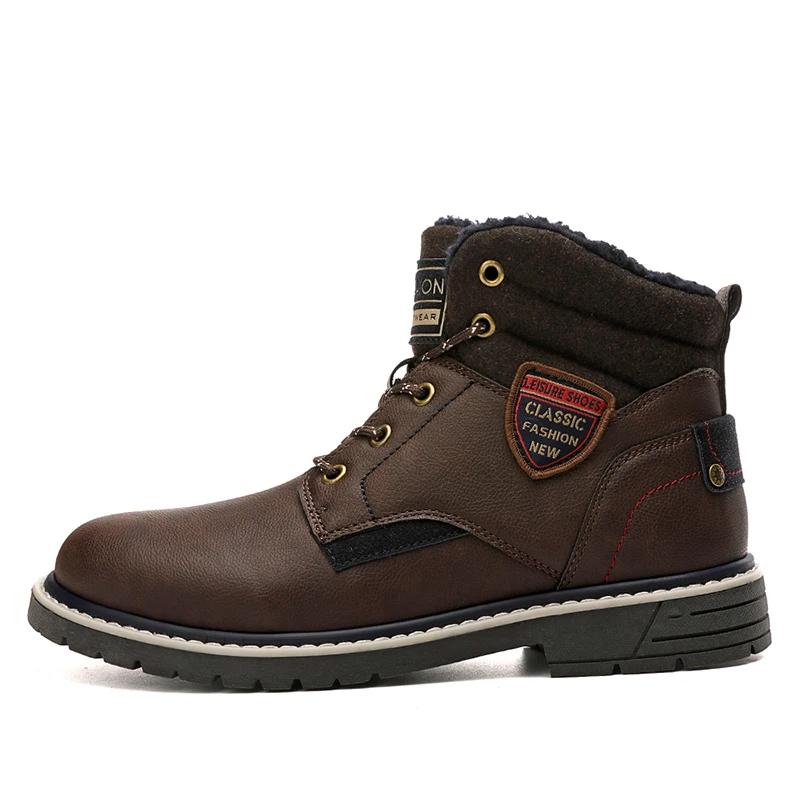 Мужская походная обувь, защитная и износостойкая подошва, мужские зимние тренды, мужские кожаные кроссовки, большой размер 45, зимняя обувь - Цвет: Brown