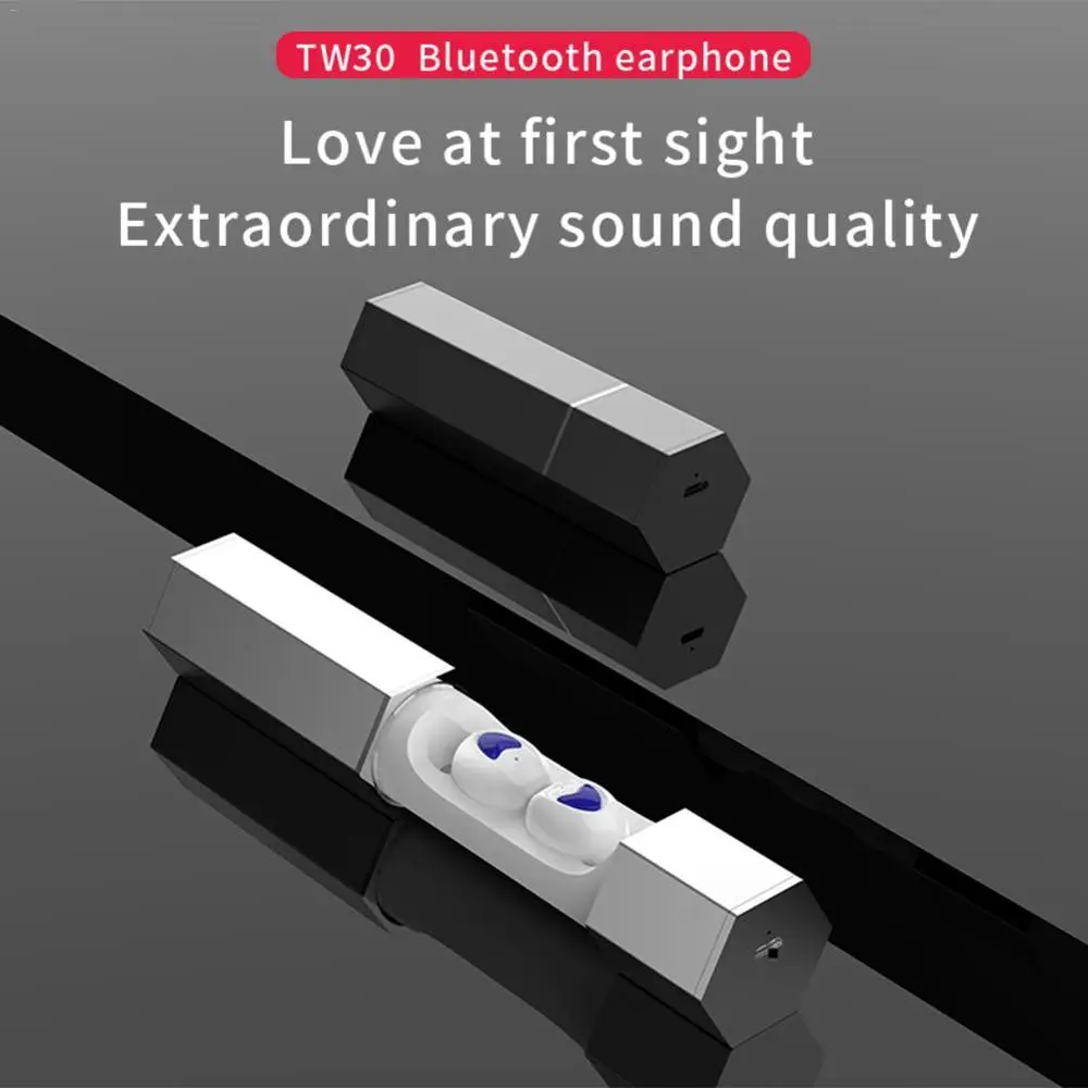 TW30 TWS Мини Bluetooth наушники BT5.0 Беспроводные спортивные наушники HiFi шумоподавление с металлической зарядной коробкой для всех смартфонов