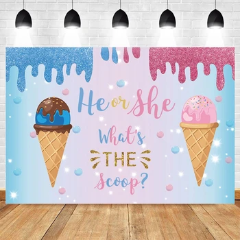 

Ice Cream Gender Reveal Party Boy Or Girl Newborn Baby Shower Backdrop Vinyl Photography Background Custom Photophone Photozone