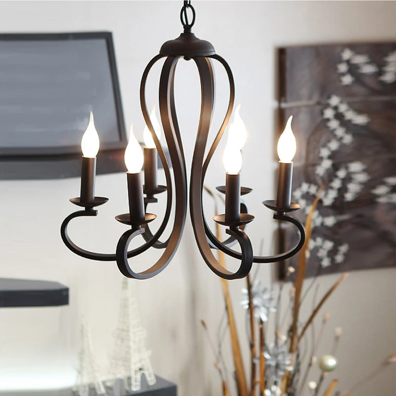

Simple Living Room Study Led Chandeliers Nordic Iron Dining Bedroom Candle Hanging Fixture Creative Home Hall Suspended Lights