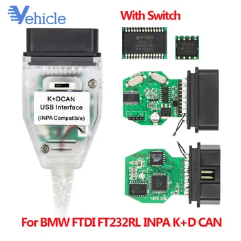 

For BMW FTDI FT232RL With Switch INPA K+CAN OBD OBD2 Diagnostic Cable INPA K+D CAN FTDI FT232RL for BMW 8 pin K-LINE protocol