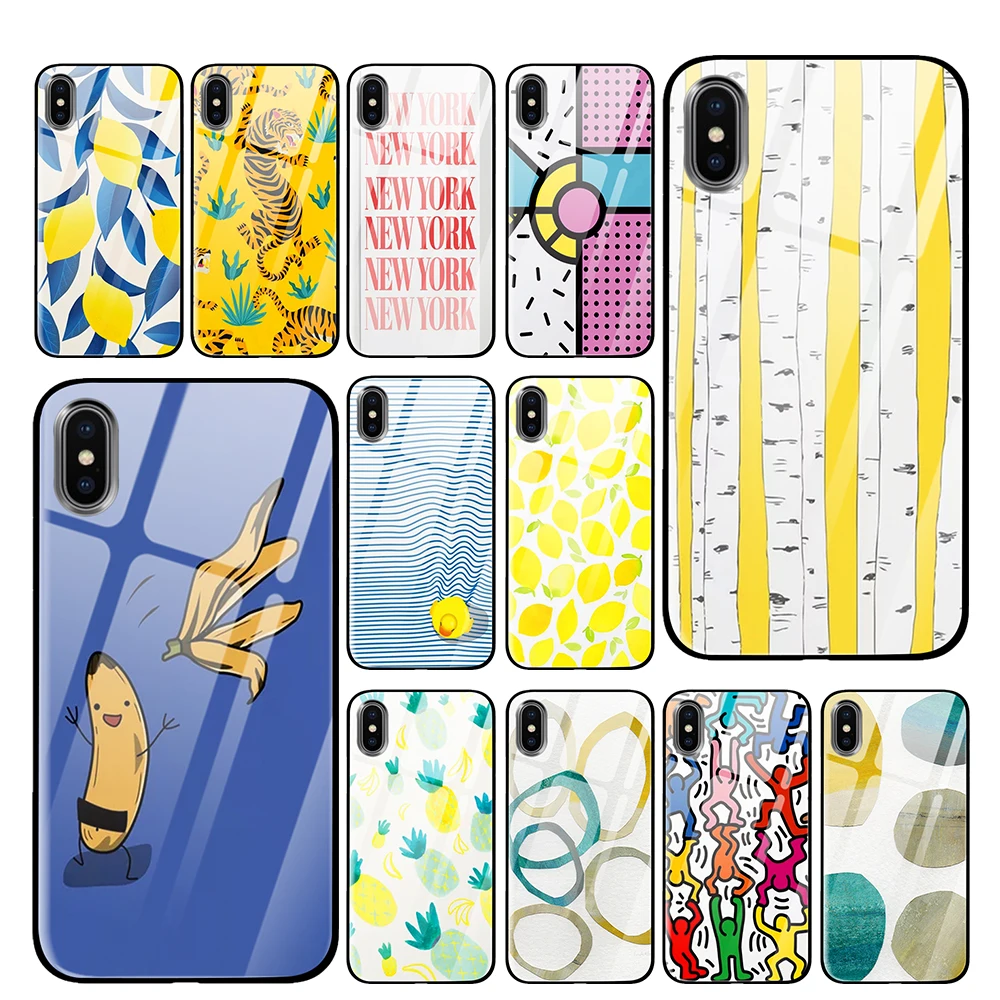 Лес желтый для iPhone 5 5S 6 6s 7 8 Plus X XS XR 11 Pro макс. закаленное стекло чехлы