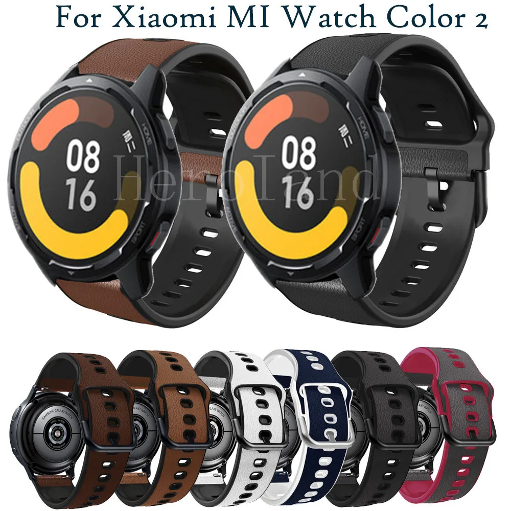 

Ремешок для часов из пастой кожи 20 мм 22 мм для часов Xiaomi MI Watch Color 2, умный браслет на запястье для Haylou RT LS05S / Mibro Air Color