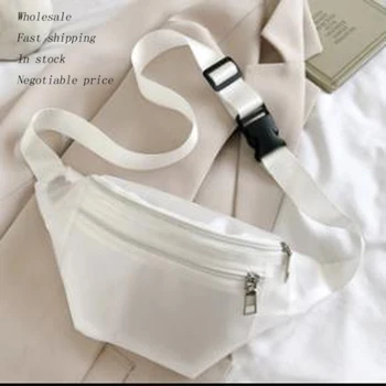 

Fashion New Women Ladeis Waist Pack Whtie Cloloed Borderd Zipper Adjustable Strap Shoulder Bag Chest Bag