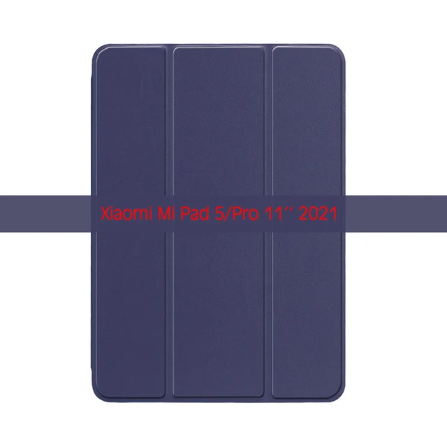 QIJUN Case For Xiaomi Mi Pad 5 11'' 2021 Fundas For mipad 5 mi pad5 Pro 11 inch PC Back PU Leather Smart Cover Auto Sleep Navy Blue