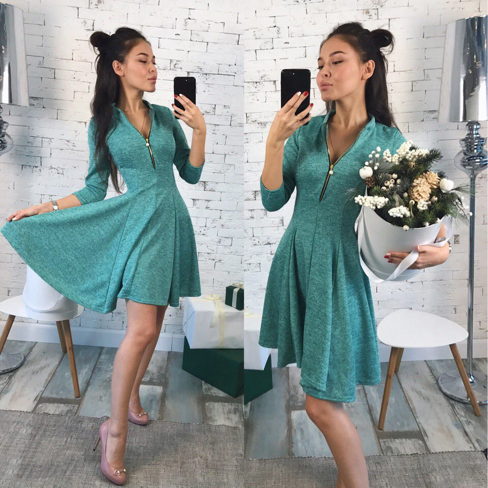 Осень, вечернее короткое платье, Vestidos, модное, женское, на молнии, однотонное, плиссированное, v-образный вырез, сексуальные женские платья