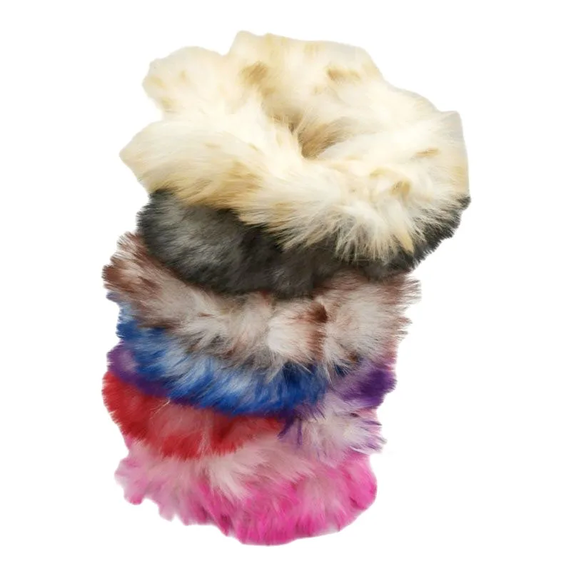 Anel de Cabelo de Pele Laço de Pelúcia Acessórios de Pele Lote Bonito Quente Meninas Peludo Banda Elástico Macio Corda Laços Titular 8 Pçs 4 Acessórios da Moda