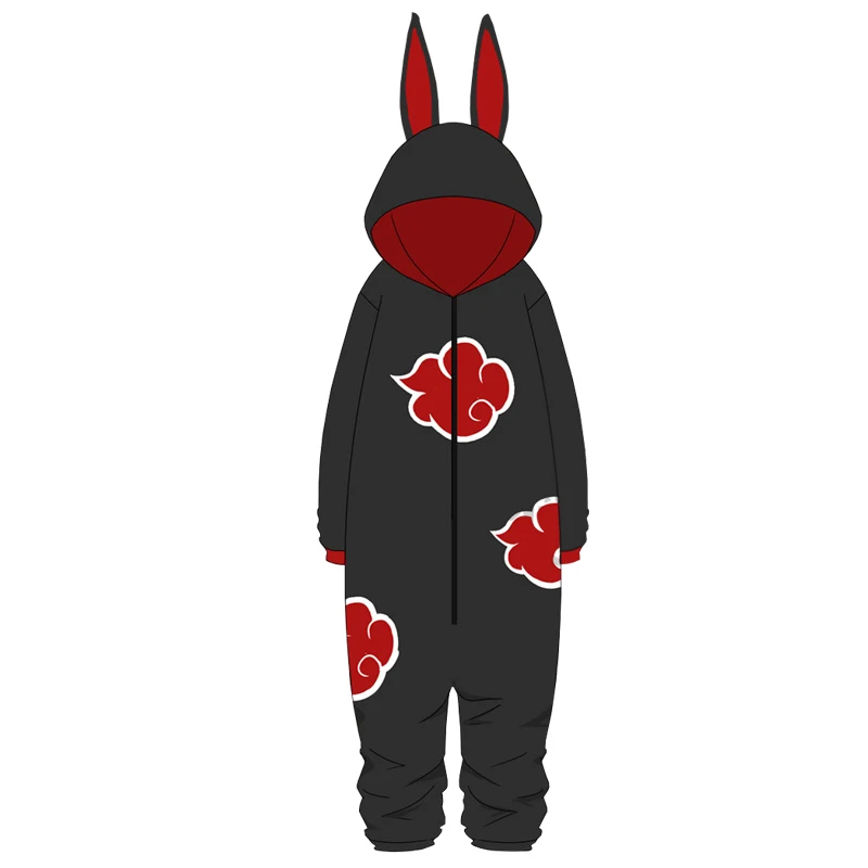 Anime Naruto Akatsuki Uchiha Itachi Cosplay Costumes Sharingan Red Cloud Pattern Jumpsuits Thicken Cotton Pajamas Bathrobe Suit