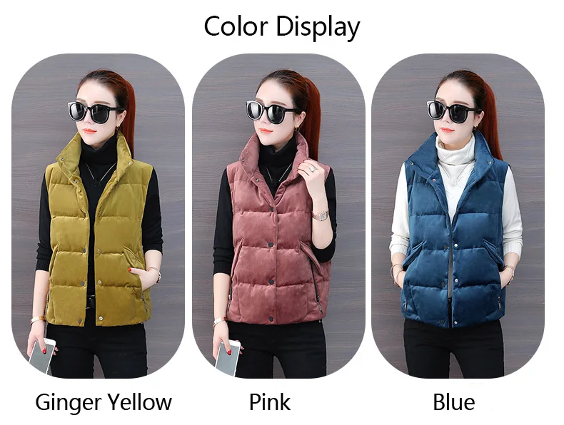 Женский хлопковый жилет новая зимняя модная однотонная Лоскутная однобортная Верхняя одежда со стоячим воротником без рукавов на молнии с карманами
