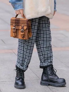 

Girls/kids Pants Plaid Home Trousers For 12 Years Fleece Children Clothes For Teens Warm Teenger Clothing Loose Casual Pant 8 10