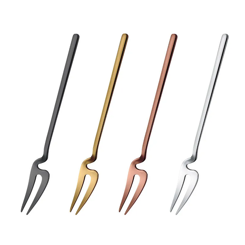 

2 Pcs Fruit Fork Luxury Stainless Steel Gold Cake Dessert Forks Lovely Mini Fork Used For Cake in Party Snail Fork Restaurant
