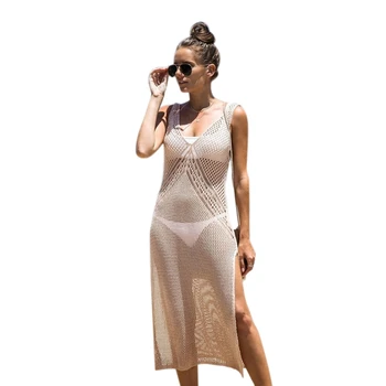 

Sexy Beach Dress Women Swimsuit Bikini Cover-up Beach Bathing Suit Beach Wear Knitting Swimwear Mesh Hollow Out Tunic