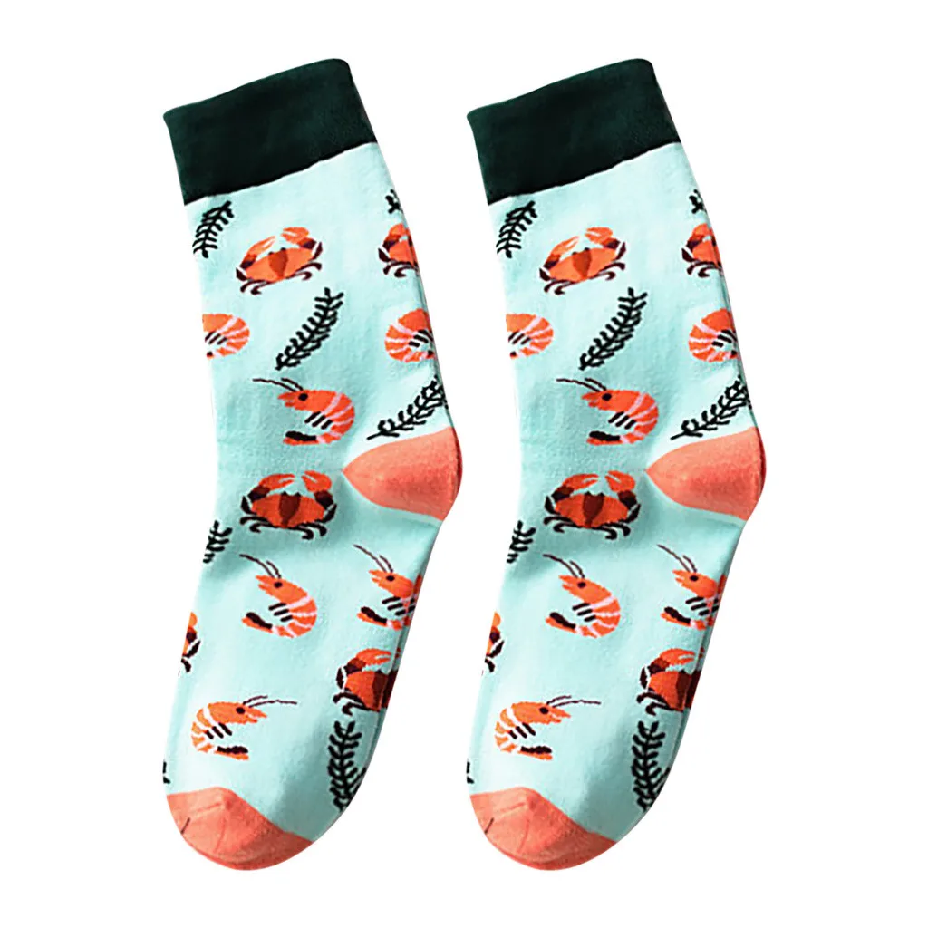 Print Casual Cotton Socks Women's Creative Bright Color Unisex In The Tube Socks Cheap Stuff Women Fruit Socks Носки Детские
