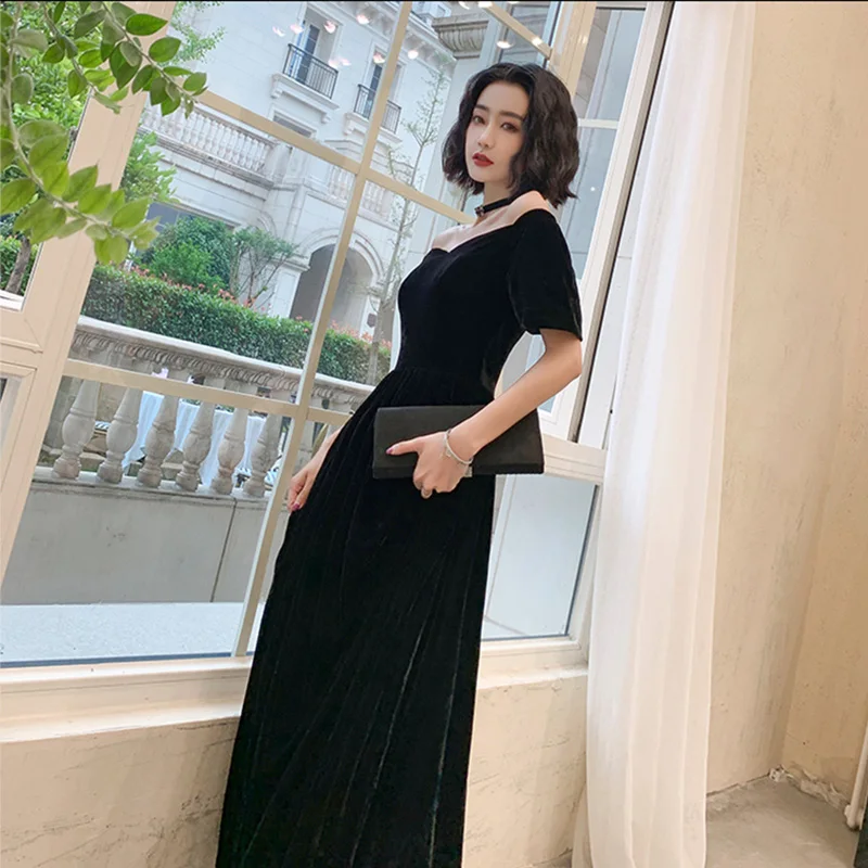 Это Yiiya Eveing платья вырез лодочкой короткий рукав длиной до щиколотки вечернее платье с открытыми плечами размера плюс официальное платье LF207