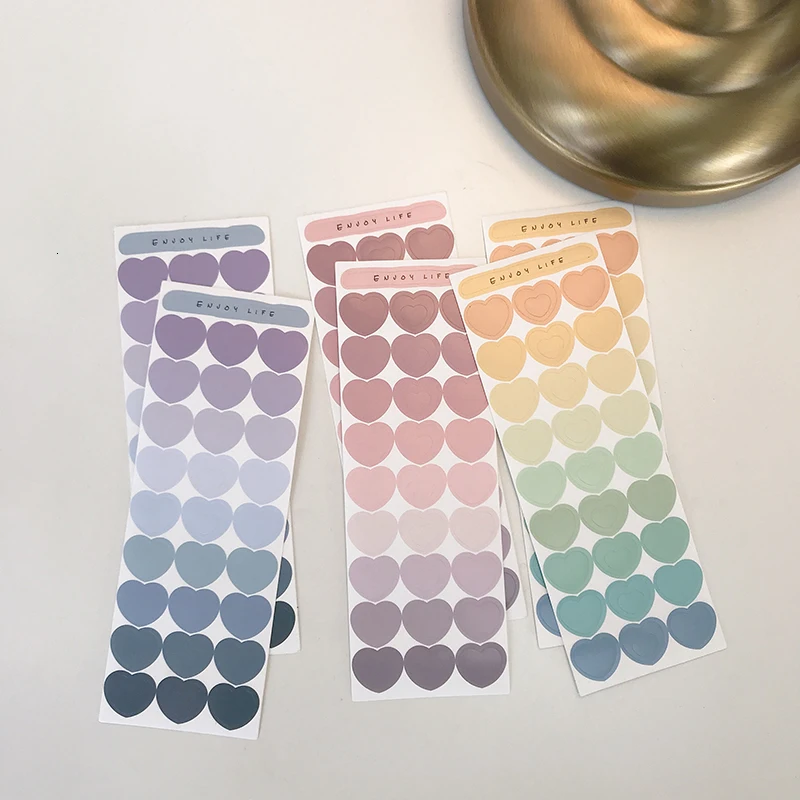

Ins Gradual Change Color Love Shape Decorative Sticker Waterproof Creative Rainbow Student Notebook Seal Sticker Stationery