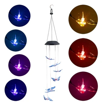 

Energy Efficient Solar Color Changing LED Butterfly Wind Chimes Balcony Child Room Decor Garden Hanging Light Lamp Decoration